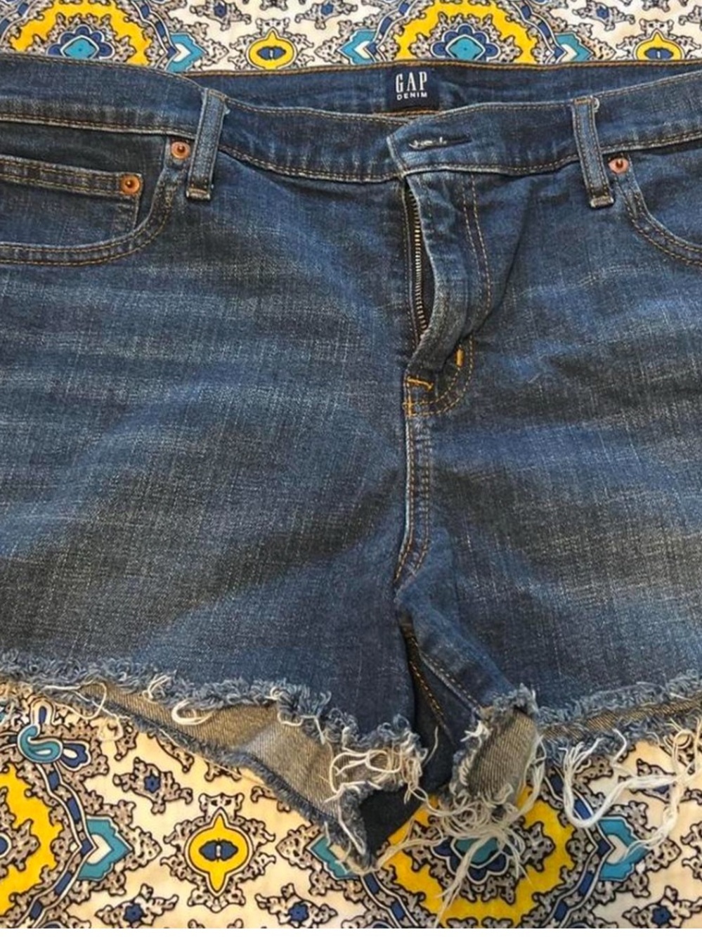 GAP Dark Blue Frayed Hem Denim Shorts